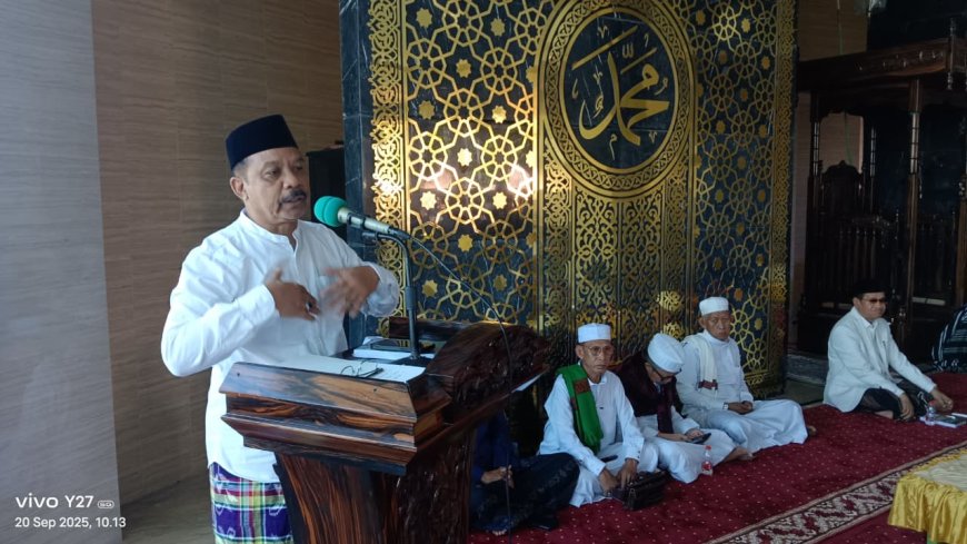 Peringatan Maulid Nabi Muhammad SAW. dan Pelantikan Pengurus Imdadiyyah atau Lajnah di Masjid Terapung Amirul Mu’minin Pantai, Makassar, Sabtu, (20/9/2025). | Foto: JATMAN Sulsel